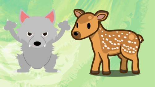 ペガサスと相性のいいオオカミと子鹿