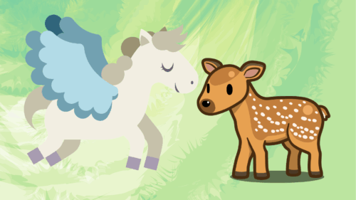 黒豹と相性のいいペガサスと子鹿